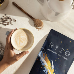 RYZE Mushroom Hot Cocoa — Organic Instant Cocoa with L-Theanine & Melatonin, 20 Servings S9