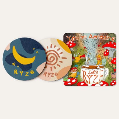 Coasters + Mushroom Magnet A8