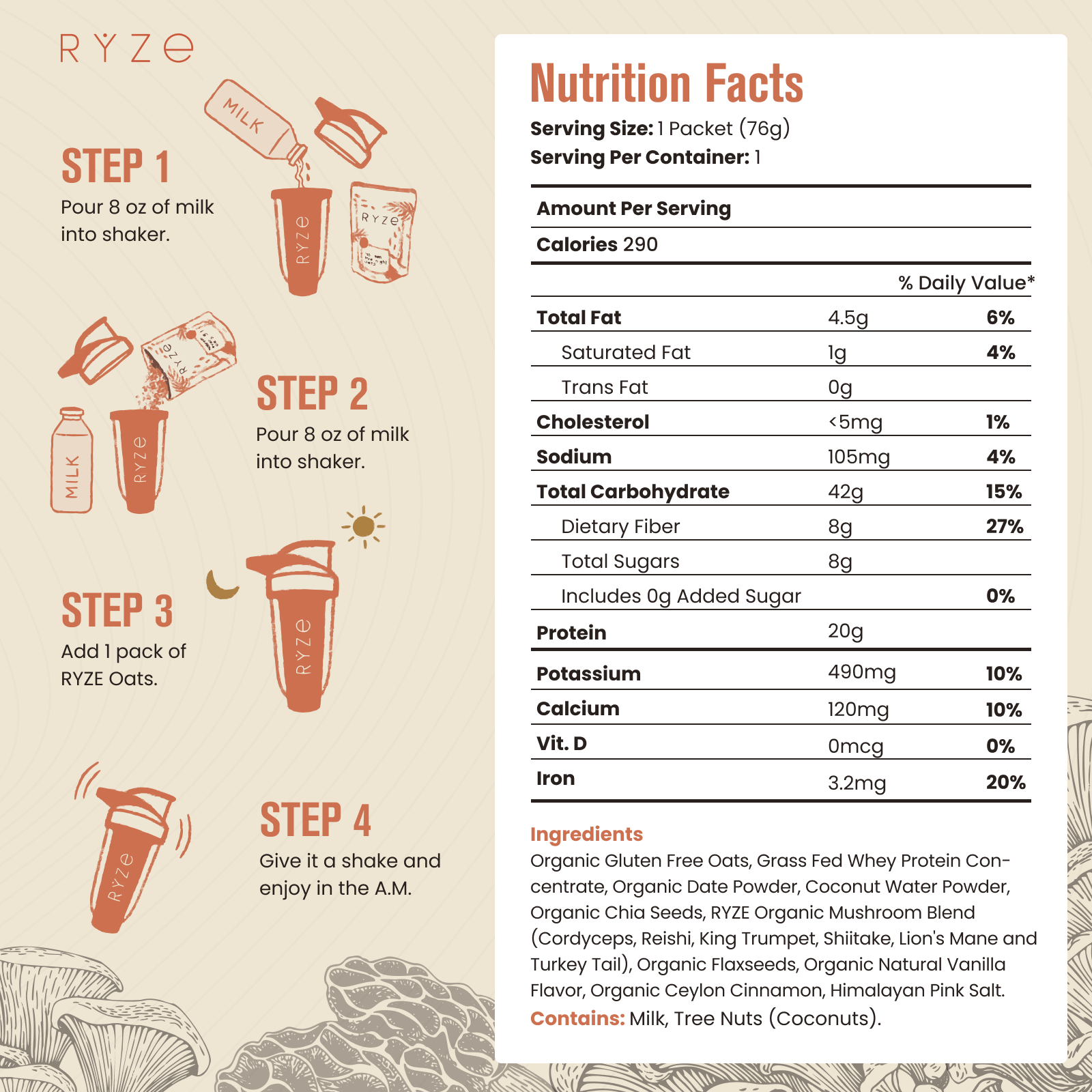 Mushroom Overnight Oats Pack (28 Servings) O2