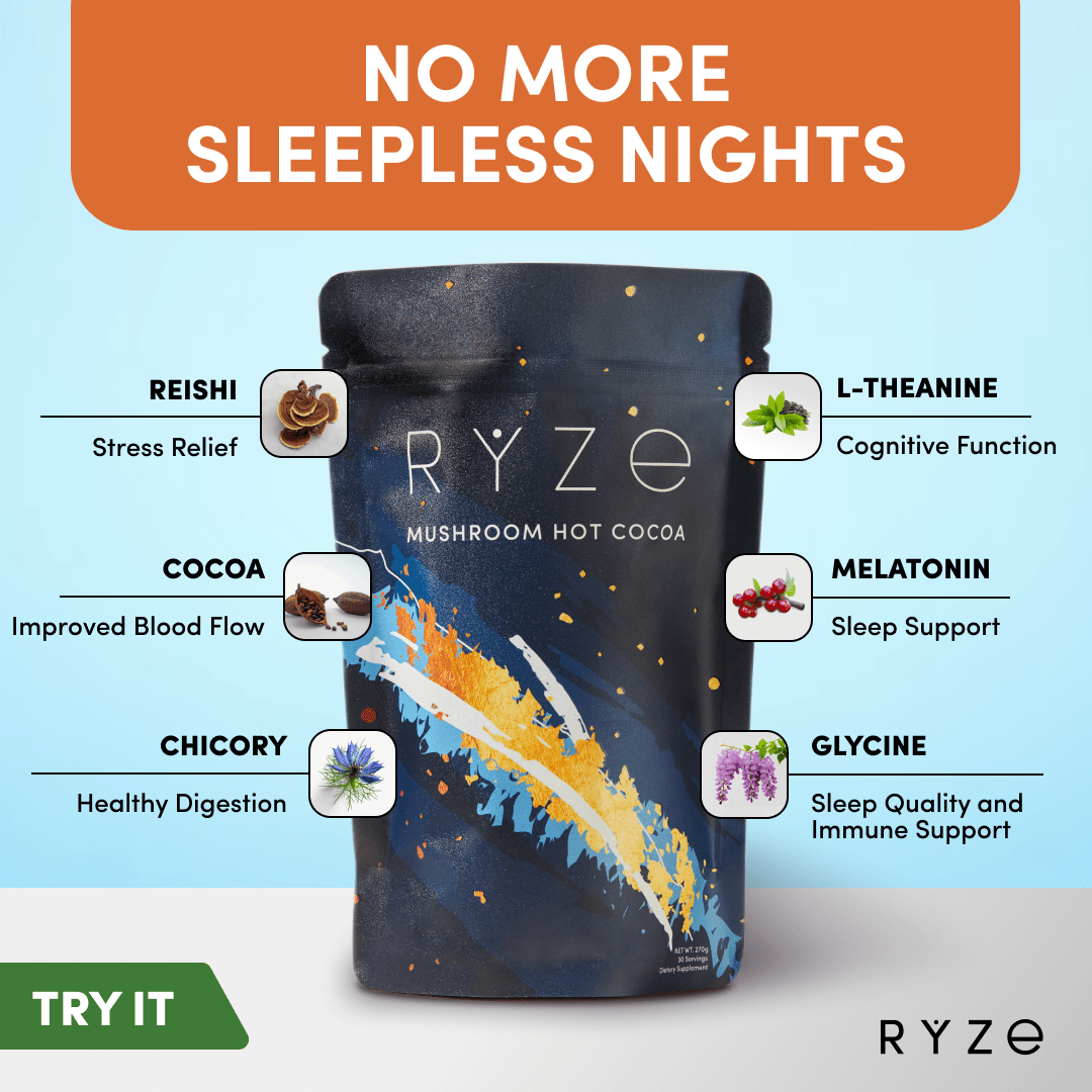 RYZE Hot Cocoa - with 6 Sleep Superfoods to Help Fall Asleep and Stay Asleep R0