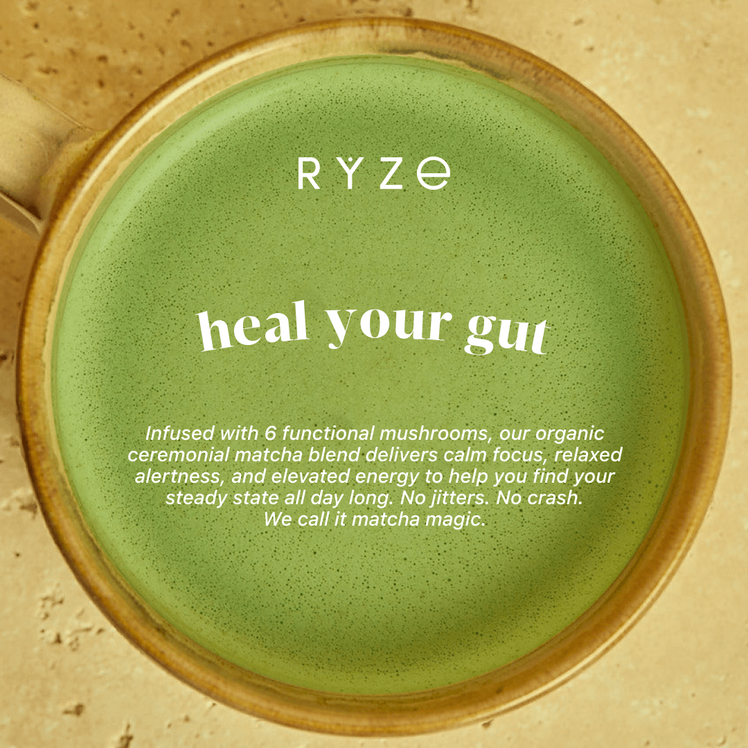 RYZE Mushroom Matcha - with 6 Organic Adaptogenic Mushrooms Grown In USA and Ceremonial-Grade Japanese Matcha G5