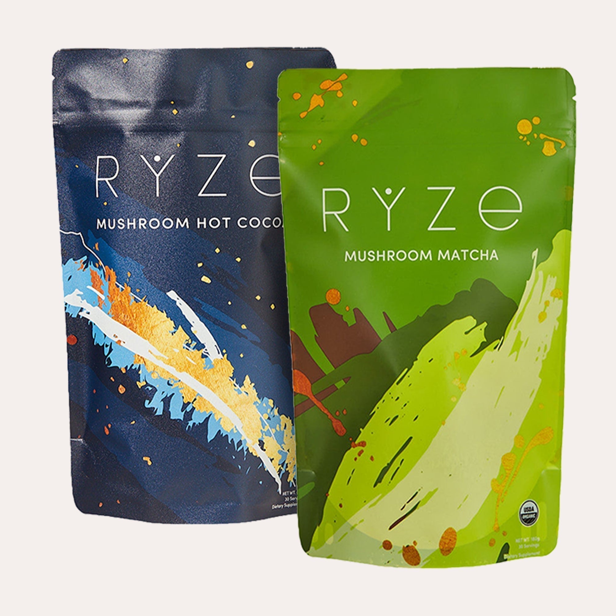 RYZE Mushroom Matcha - with 6 Organic Adaptogenic Mushrooms Grown In USA and Ceremonial-Grade Japanese Matcha G5